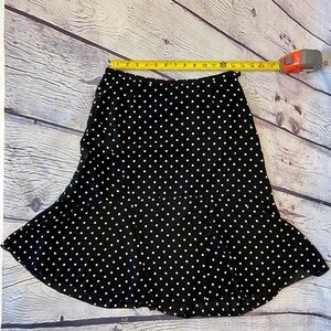 Perry Ellis Black and White Polka Dot A-Line Skirt